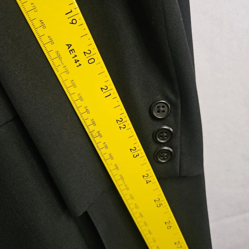 Vtg Hickey Freeman Corrigan Twill 3 Button Suit Black Wool Blazer Pants 43R 35W